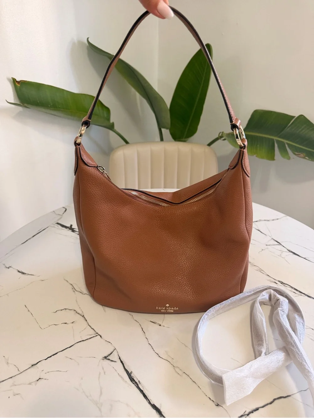 kate spade Cognac Pebbled Leather Shoulder Hobo